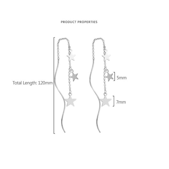 NEW 925 Sterling Silver Swirl Star Earrings - Picture 6 of 6